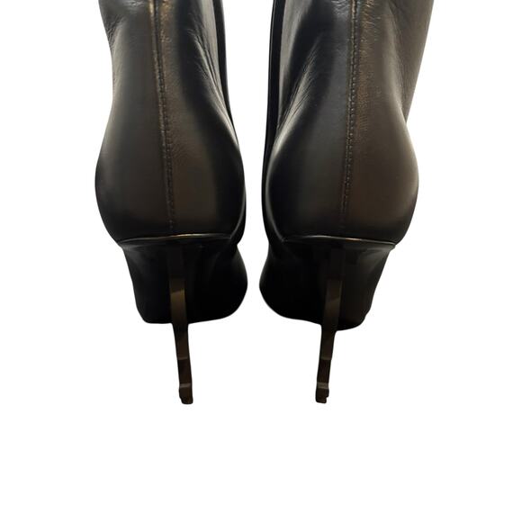 Saint Laurent Opyum YSL Ankle Booties Sculpted Heel Leather Statement Winter 5.5 - Picture 10 of 14